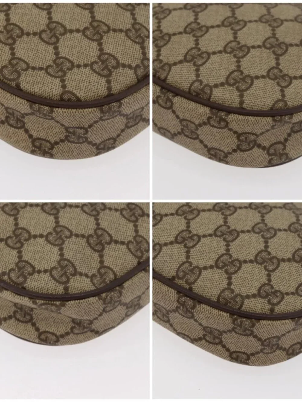 GUCCI GG Supreme Web Sherry Line Bag PVC Beige Gold 007 58 6112 Auth 176401